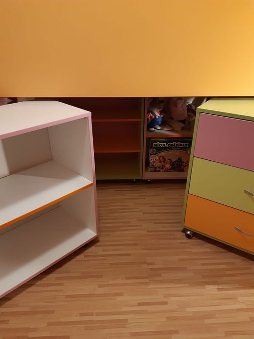 mobilier copii pat supraetajat + dulap + birou