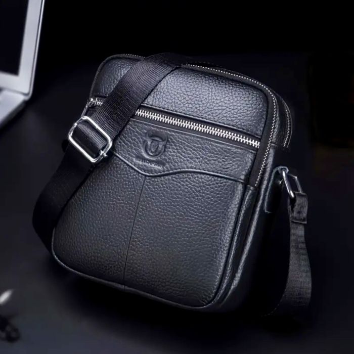 Мъжка стилна,бутикова кожена чанта /Черна естествена кожа -9% Промоция