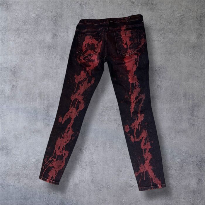 Blugi Zara skinny slim rupti negru-rosu