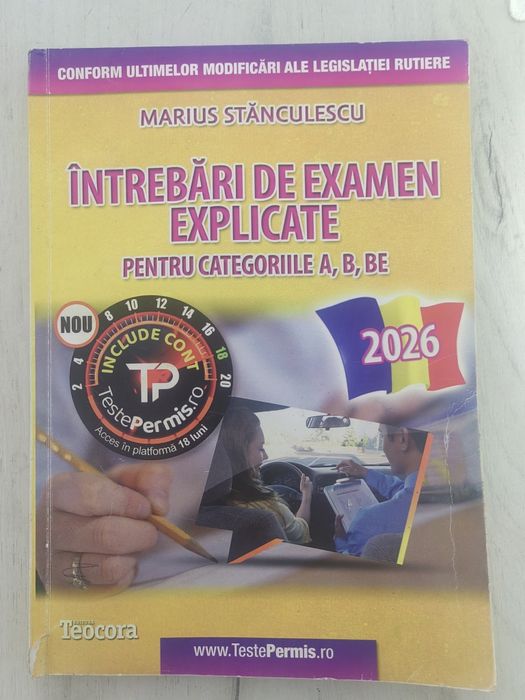 Carte chestionare auto explicate 2026, cat. B, A, BE