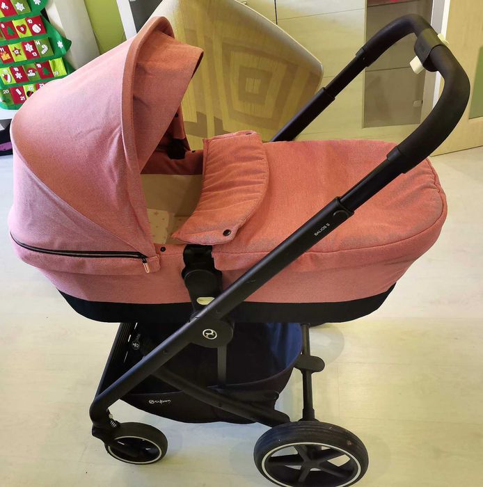 Розова количка Cybex Balios S, кошче Qloud Q, адаптери и зимен чувал