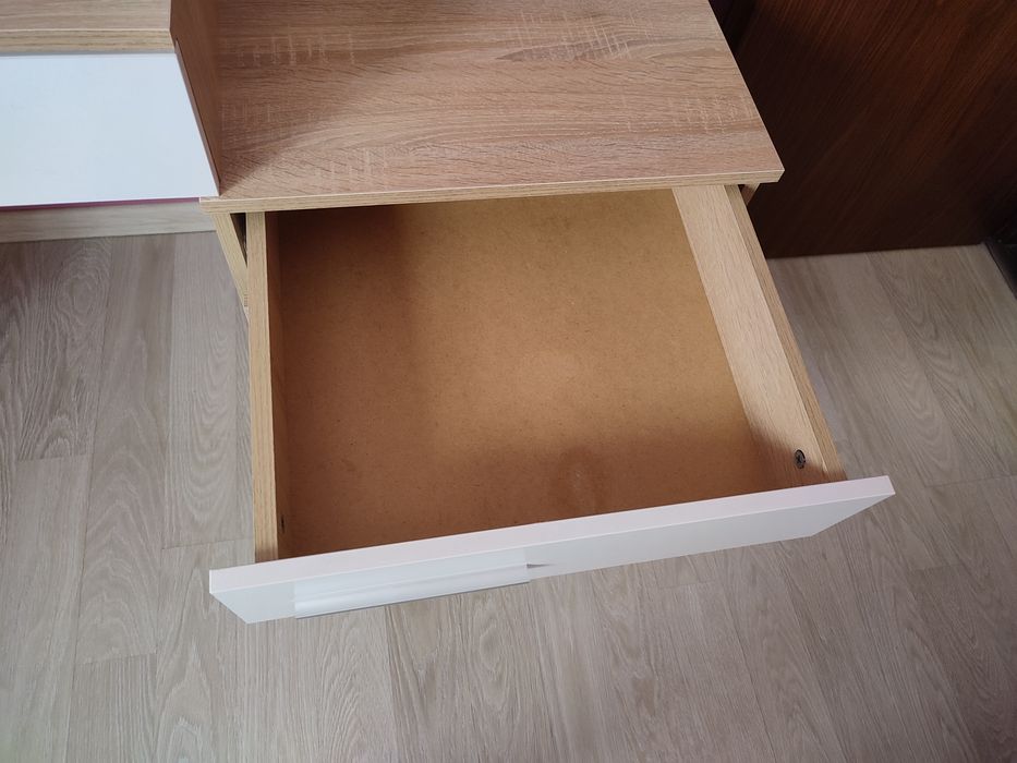 Тоалетка, дъб сонома+бял гланц