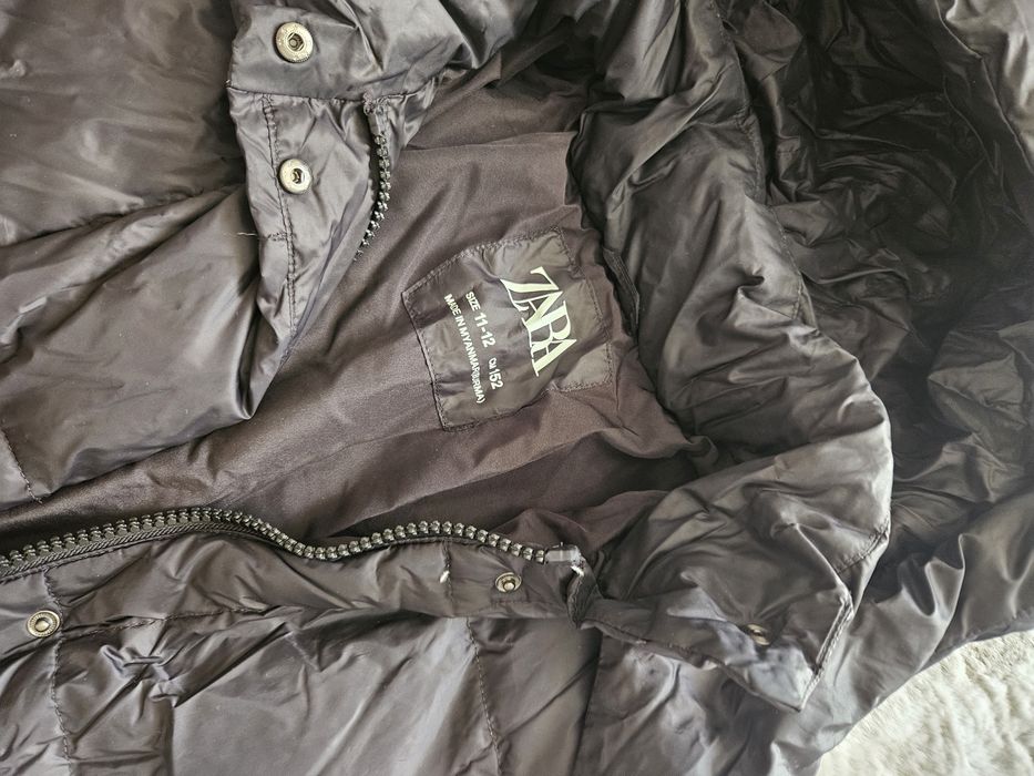 Черна шуба Zara с  пух 152 см