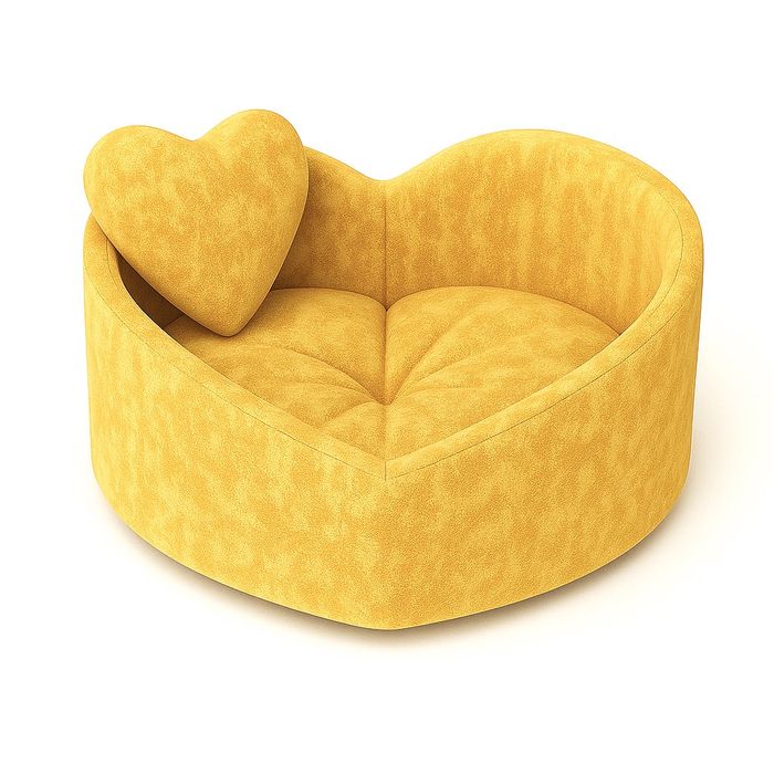 Меко легло тип сърце за куче/коте ISADORA (Dandelion - Жълто) +