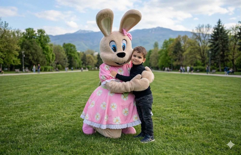 Професионален маскот костюм Великденско зайче - носен 2 пъти (costume, mascot)