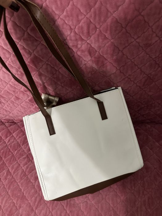 Сумка тоут в коричнево белом цвете