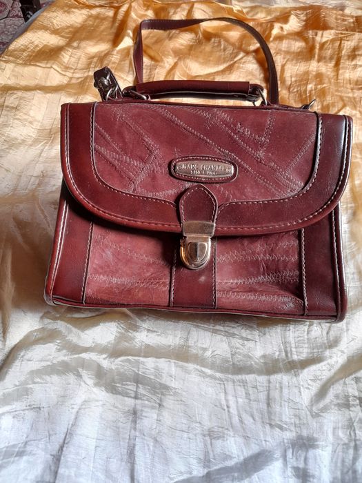 Poseta dama, de piele naturala maro Marc Chantal, toarta si curea umar