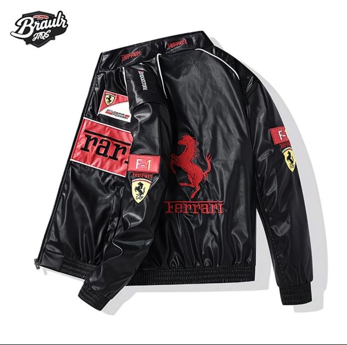Гоночная куртка Ferrari в стиле Formula 1 на заказ красного и черного