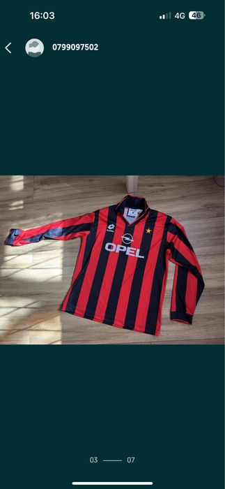 Bluza AC Milan Home Kit 1997-1998 Originala Lotto De Colectie