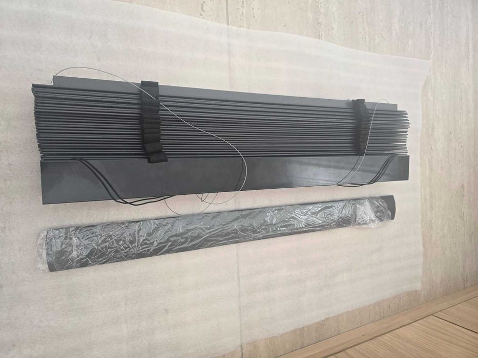 НОВИ Дървени щори с ширит, черни, 50мм