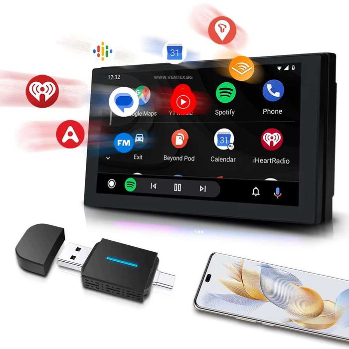 CarPlay и Android Auto безжичен адаптер за кола - USB и Type C