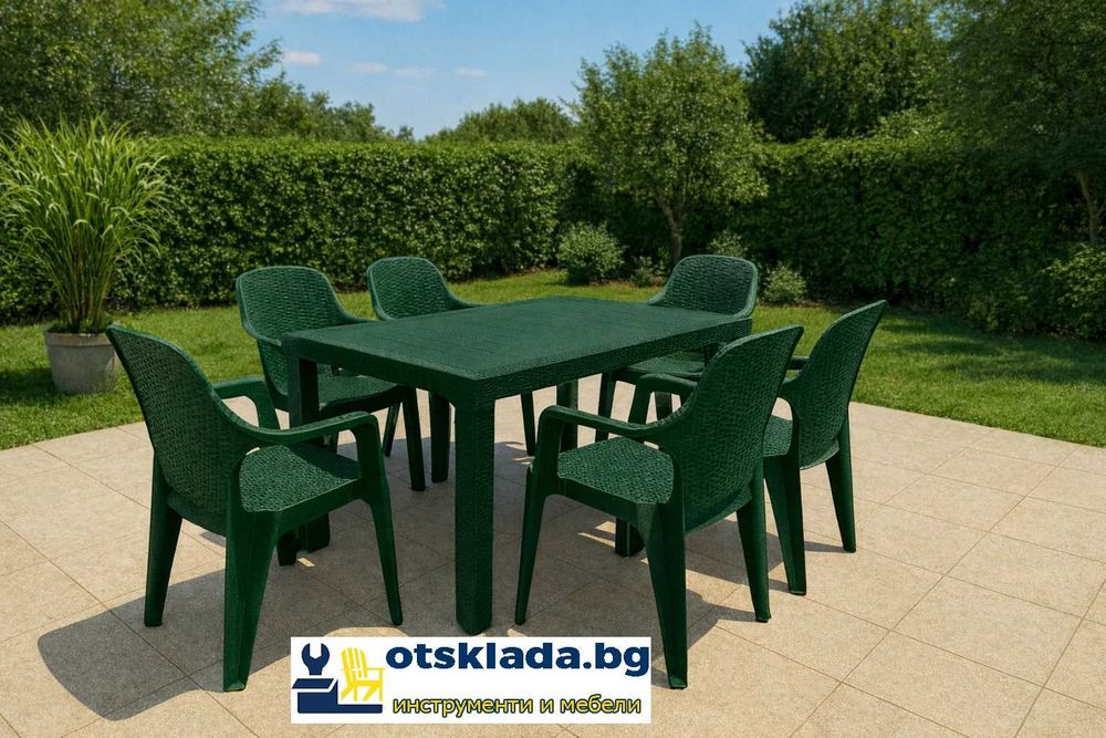 Комплект маса + 6 стола или 4 стола ратан 4 цвята и размери маси мод.2