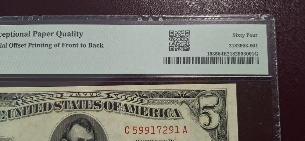 Bancnota 5 dolari 1953 eroare SUA