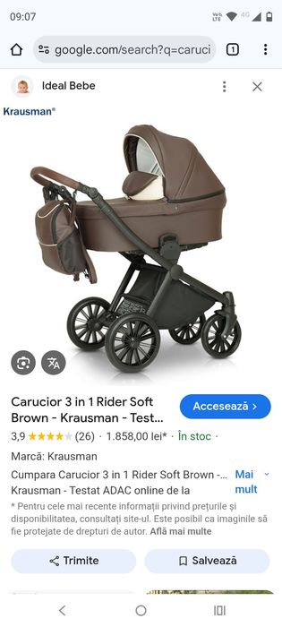 Carucior Krausman 3in1 , balansoar bebeluși