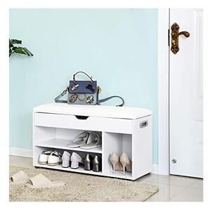 Бяла кожена пеика тип шкаф за обувки с рафтове !