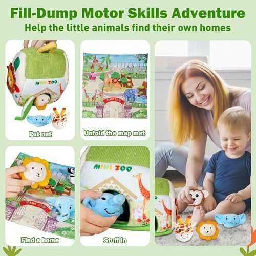 Сензорен зоопарк сет за бебе с 5 плюшени животни интерактивна къщичка