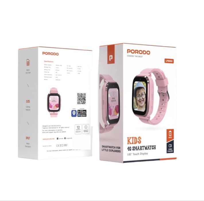 Детские умные часы сим картой. Porodo 4G. GPS и видеозвонок.