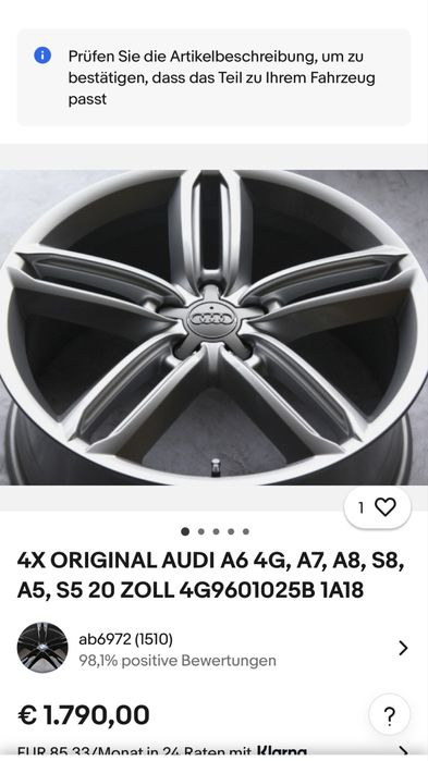 Jante oem 5x112 Audi A5/6/7/8 R20