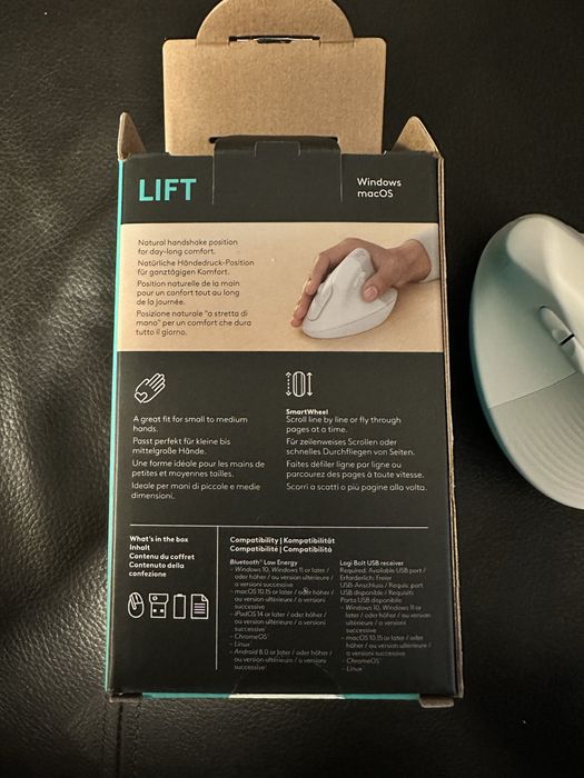 Mouse Logitech Lift Vertical Ergonomic, Offwhite / Pale Grey