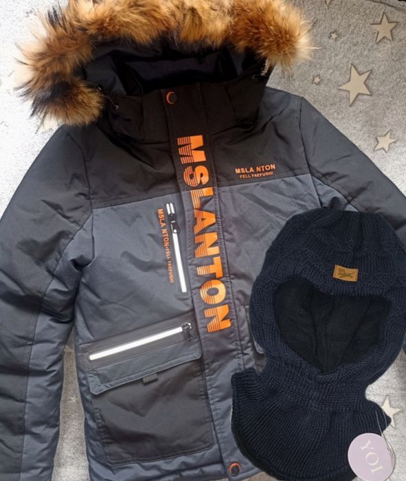 Куртка зима 134 р шапка шлем в подарок