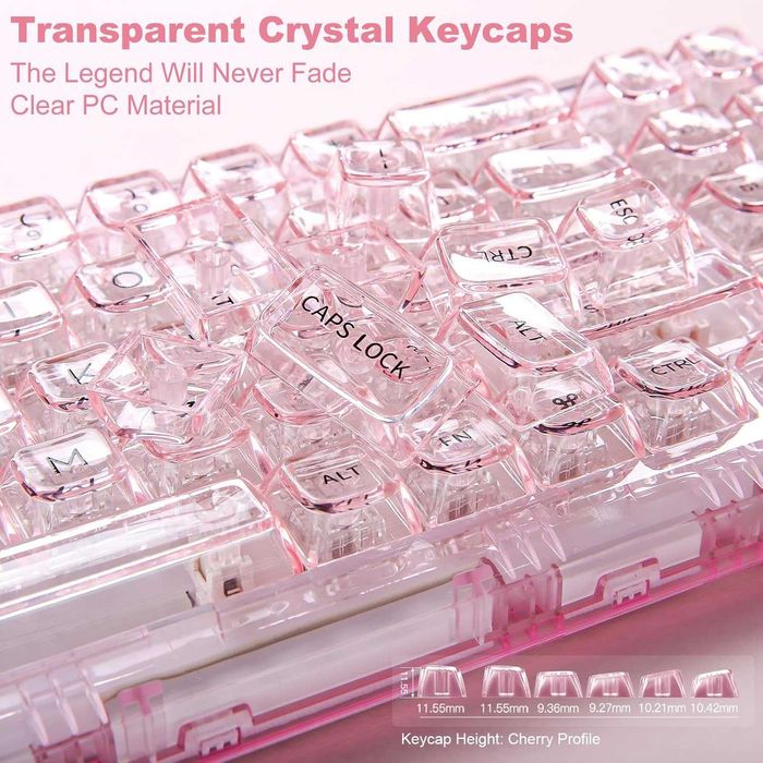 Механична клавиатура YUNZII X71 Безжична Прозрачна Розова
