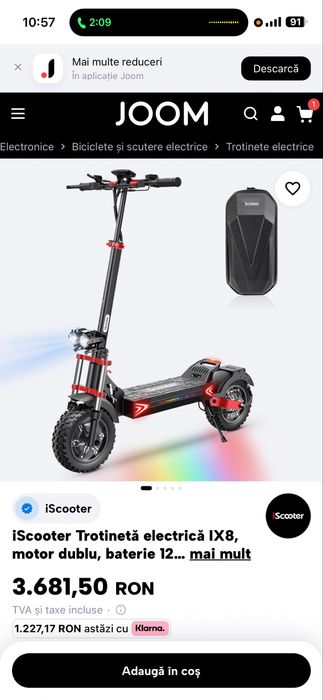 Trotineta iscooter ix8 dual motors 2400w