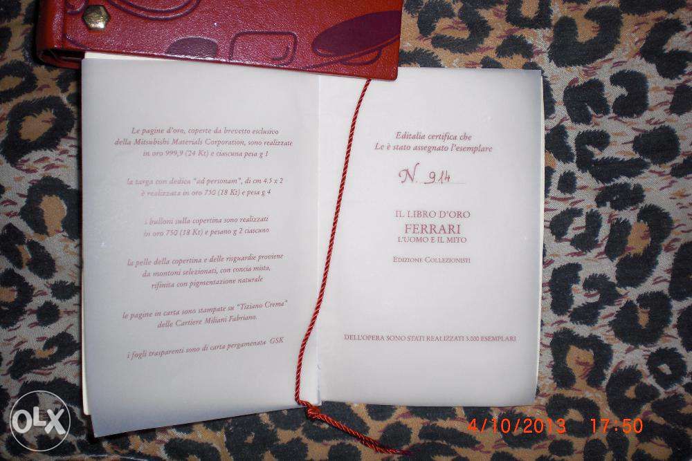 FERRARI cu Paginile in Foite de AUR de 24 K, Ocazieeeeeeeeeeee-rara