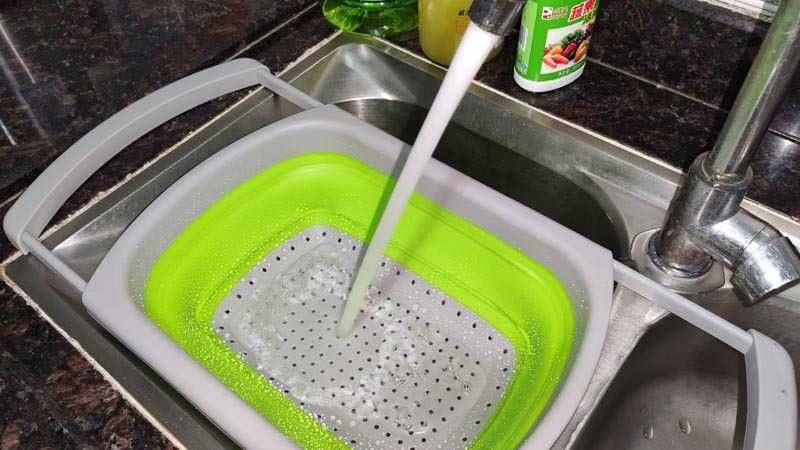 Сгъваема правоъгълна кошница за измиване и изцеждане