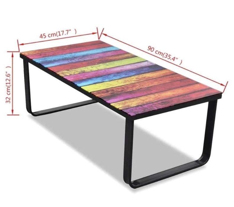 Masă cafea / măsuță living – design colorat, modern, 90×45×32 cm