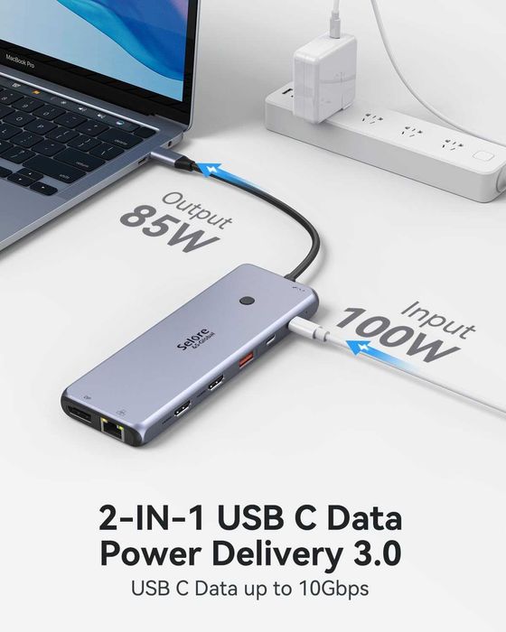 USB C Докинг станция Мултимонитор Лаптоп 2 HDMI DP/USB C  13 в 1
