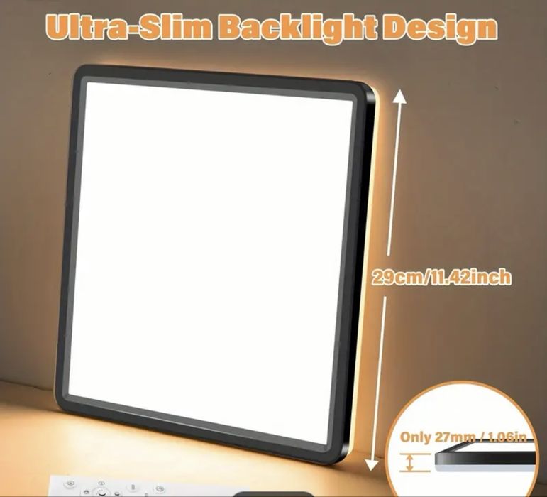 Ултратънка Плафониера С Дистанционно Управление 24W 3200LM LED