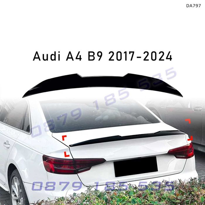 Заден спойлер за багажник PSM стил за Audi A4 B9 2017–2024 гланц черен DA797 тунинг добавка ауди а4 б9