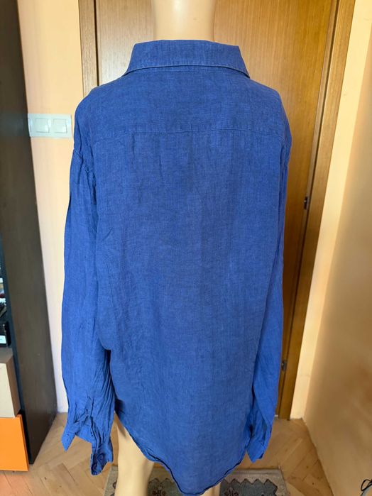 Тъмносиня ленена мъжка риза Richmond, размер  XL