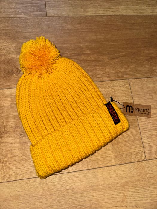 Caciula unisex galben mustar 50% lana Merinito