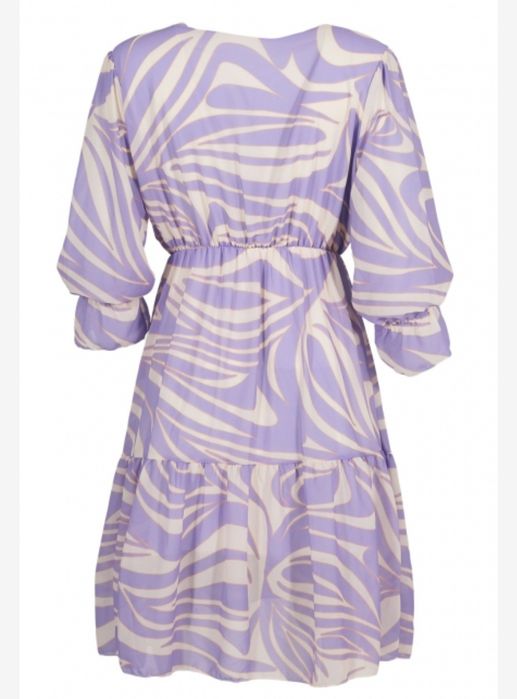 Рокля в лилаво и екрю