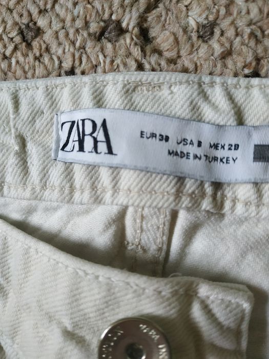 Jeans Zara,dama,alb-crem,bumbac,măr.29