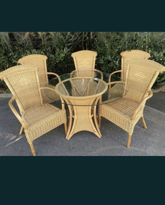 Set de gradina masa + scaune din ratan