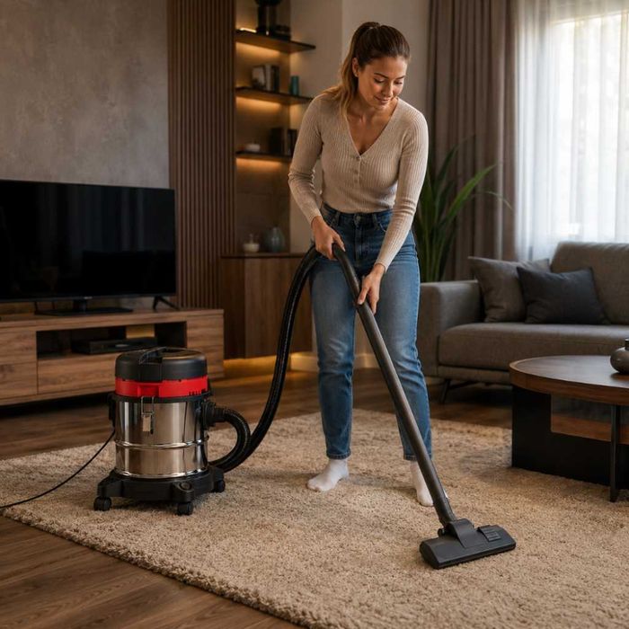 Прахосмукачка KraftRoyal 601-B20 за сухо и мокро почистване - 1200W, 20L, неръждаем резервоар, функция издухване