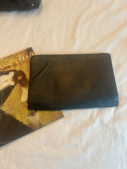 Poseta plic de piele negru cu crem