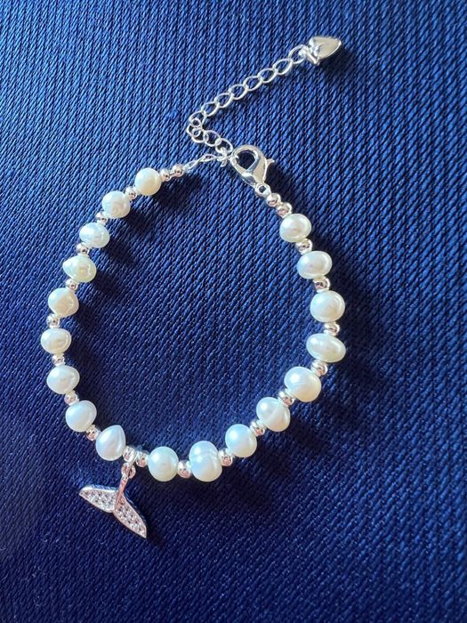 Lantisor si bratara din perle reale de cultura cu argint