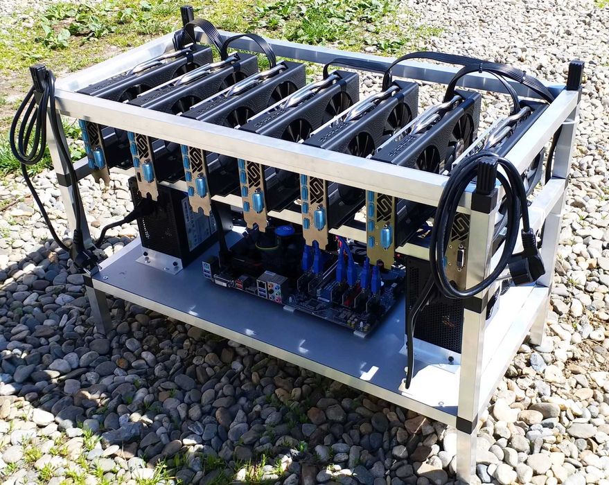 Carcasa RIG AI mining / cadru Open Air rack minare placi video ETC RVN ETH BTC MachineLearning