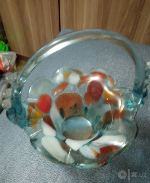 Конфетница СССР цветное стекло