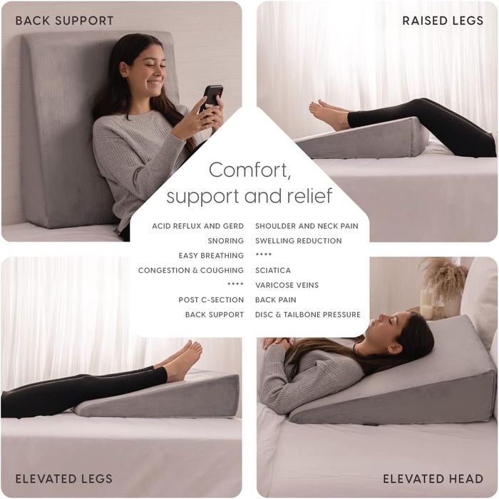 Възглавница за опора на гърба от мемори пяна със сваляне и перящ кадиф