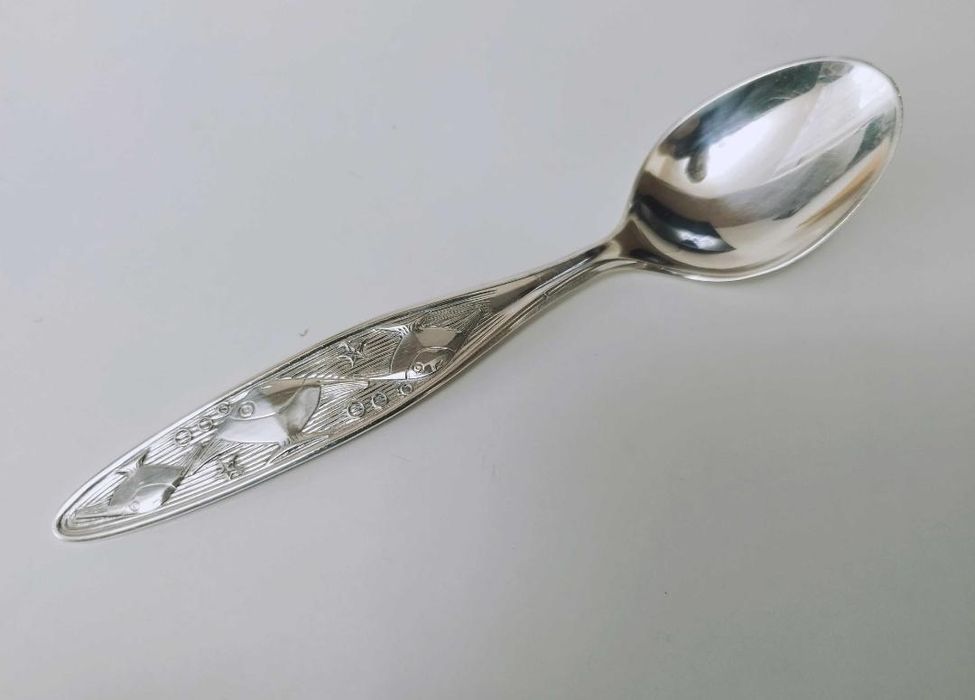 Lingura Copii Argint 830 Norvegia , model cu pesti