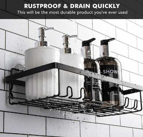 Комплект метални рафтове за душ / баня, 4 части (2 рафта + 2 сапунерки