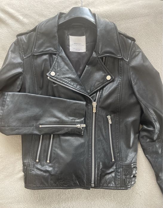 Geaca model  biker piele naturala Mango XS/S