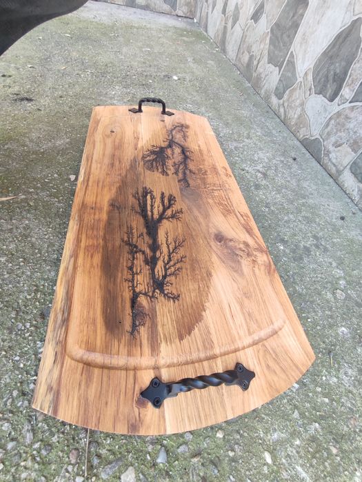 Platou rustic pirogravat de mari dimensiuni