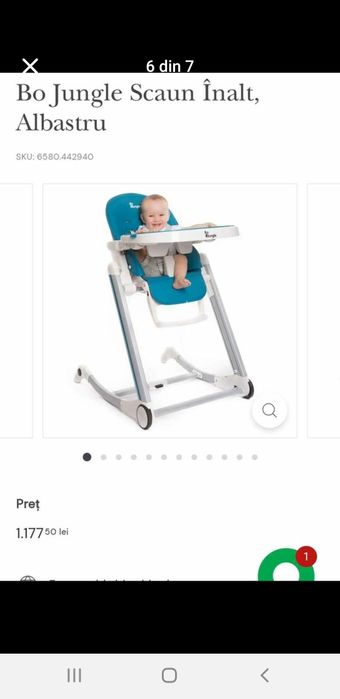 Scaun de masa copii Bo Jungle cu sistem de leganare 7 trepte , cu pozi