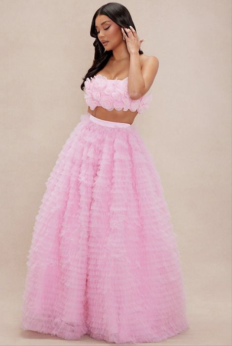 Vând set doua piese Tulle fin Roz bombon/pastel (Pink)-NOU