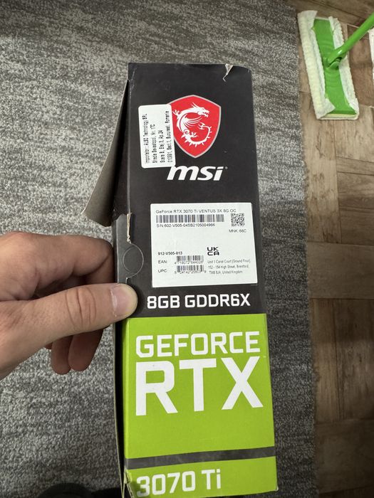 Placa video MSI RTX 3070 Ti, 8GB GDDR6X